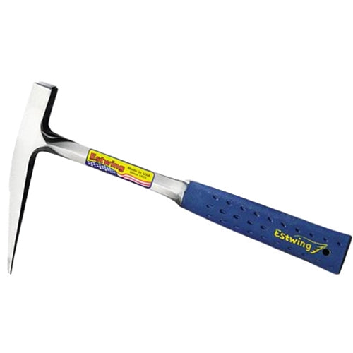 EstWing E3-13PM 13 oz Solid steel lightweight rock pick with milled face and blue vinyl shock reduction grip