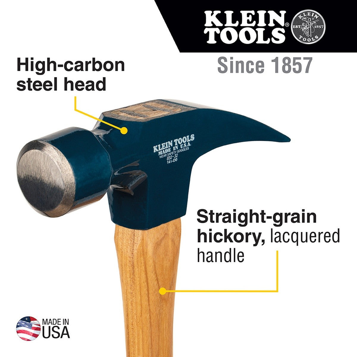 Klein 832-32 Lineman's Straight-Claw Hammer - 2