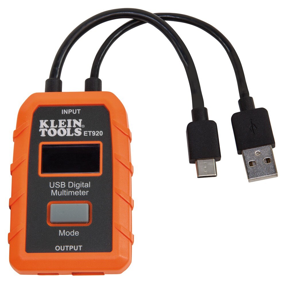 Klein ET920 USB Digital Meter, USB-A and USB-C