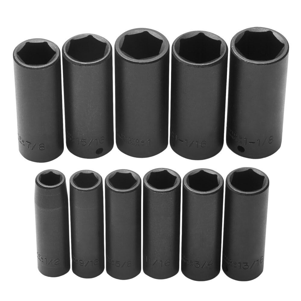Proto J74112 1/2" DRIVE 11 PIECE DEEP IMPACT SOCKET SET - 6 POINT