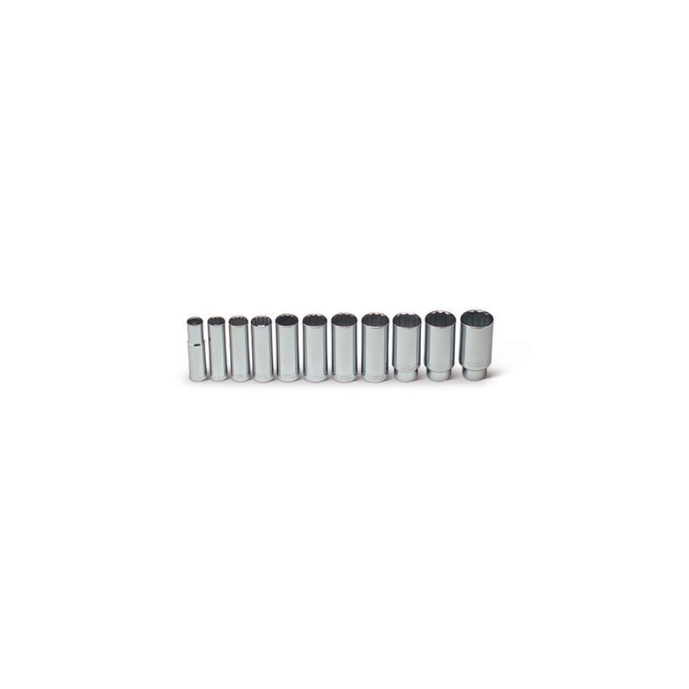 Wright Tool 402 1/2" Drive 11 Piece Set - 12 Point Deep Sockets 1/2" 1-1/8"