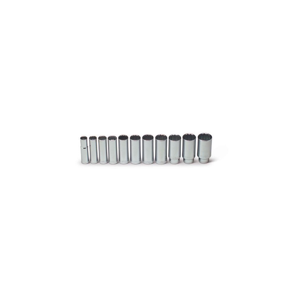 Wright Tool 402 1/2" Drive 11 Piece Set - 12 Point Deep Sockets 1/2" 1-1/8"