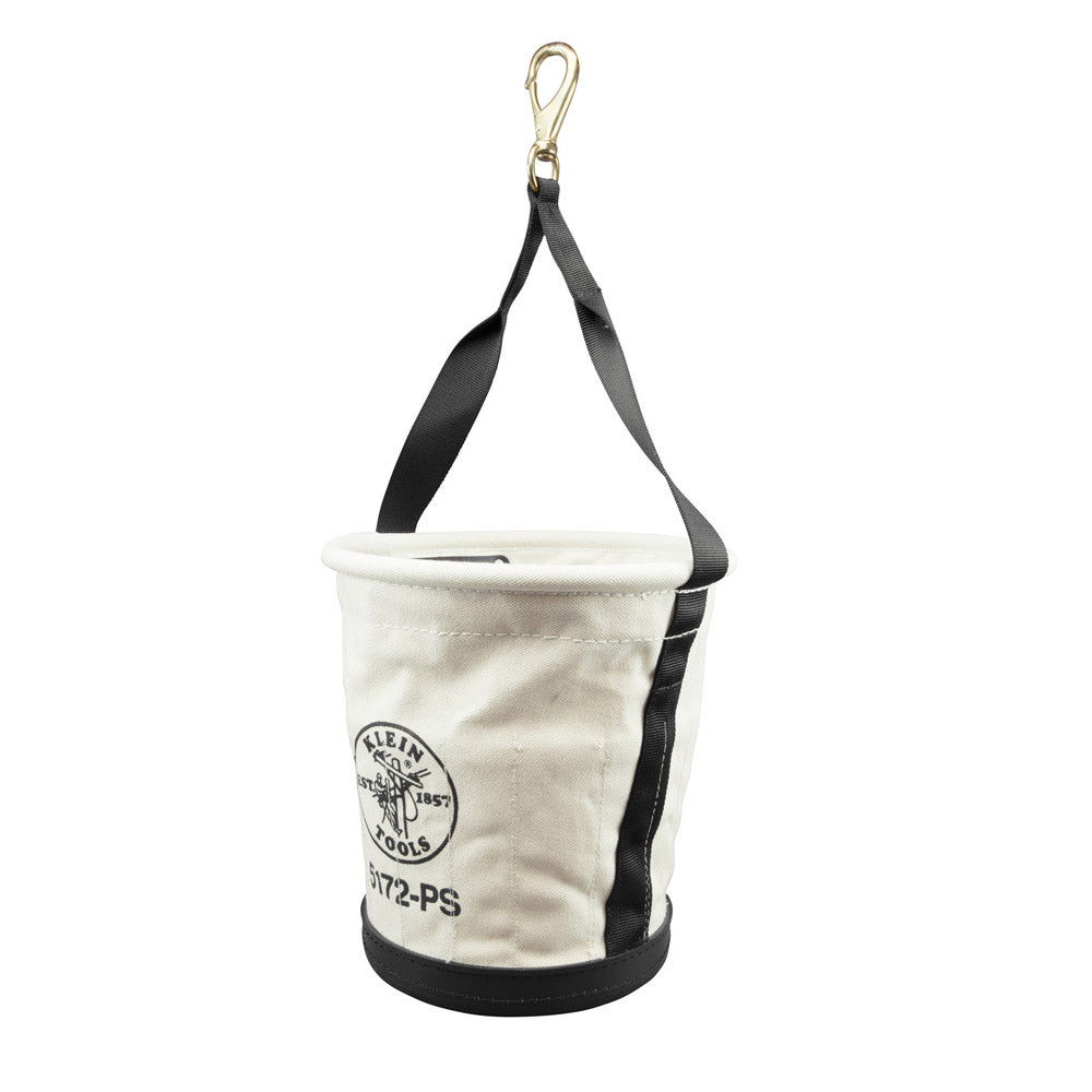 CB2119 :: UTILITY CANVAS BUCKET LEATHER BOTTOM 12”X18” ROPE HANDLE WITH  SWIVEL SNAP HOOK