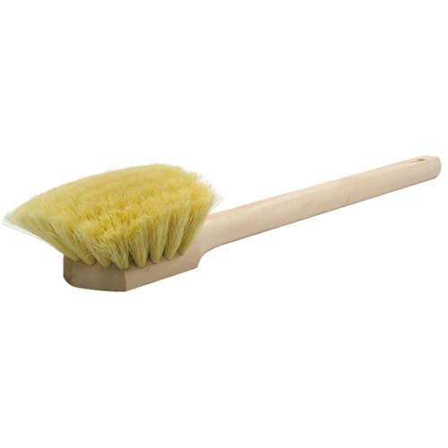 Weiler 44017 20" Utility Scrub Brush, White Tampico Fill, Long Handle, Wood Block