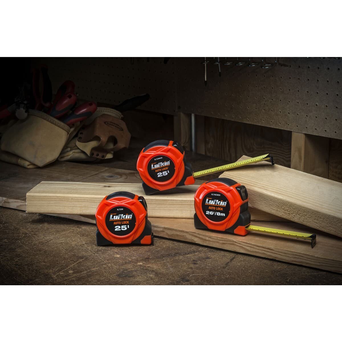 Crescent Lufkin AL725N 1" x 25' 700 Series Hi-Viz Orange Auto-Lock Yellow Clad Tape Measure - 4