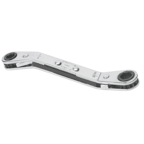 Proto J1183-A Full Polish Finish SAE 1/2", 9/16" Ratcheting Double Box End Wrench, 6 Point