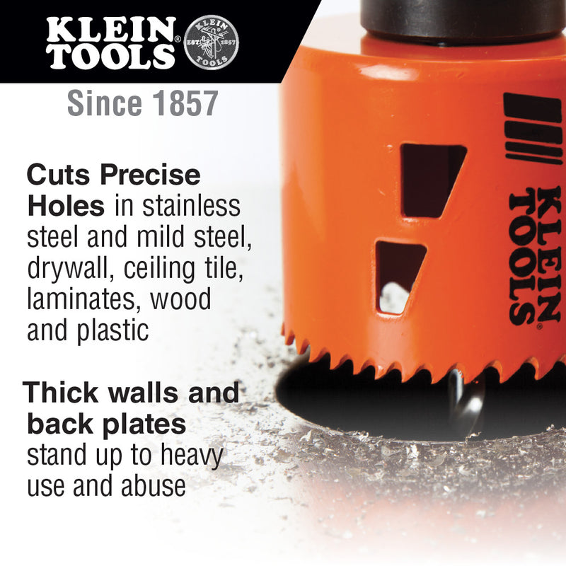 Klein 32905 Electrician's Hole Saw Kit with Arbor 3-Piece - 3