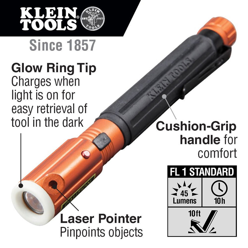 Klein 56026R Inspection Penlight w/ Laser Pointer 2X AAA RDZ - 4