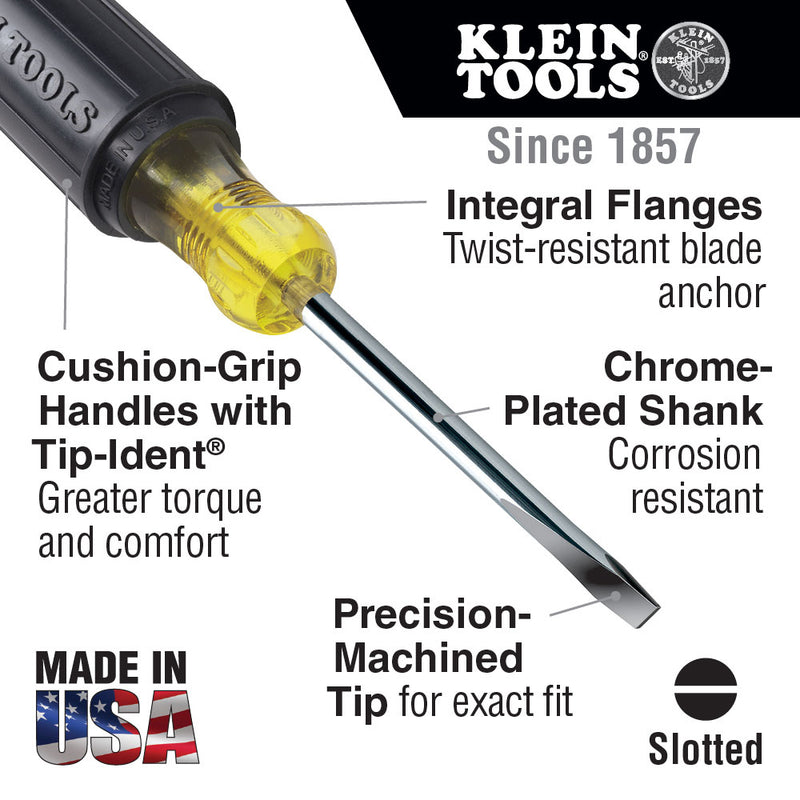 Klein Tools 601-3 3/16" Cabinet Tip Screwdriver 3" - 2