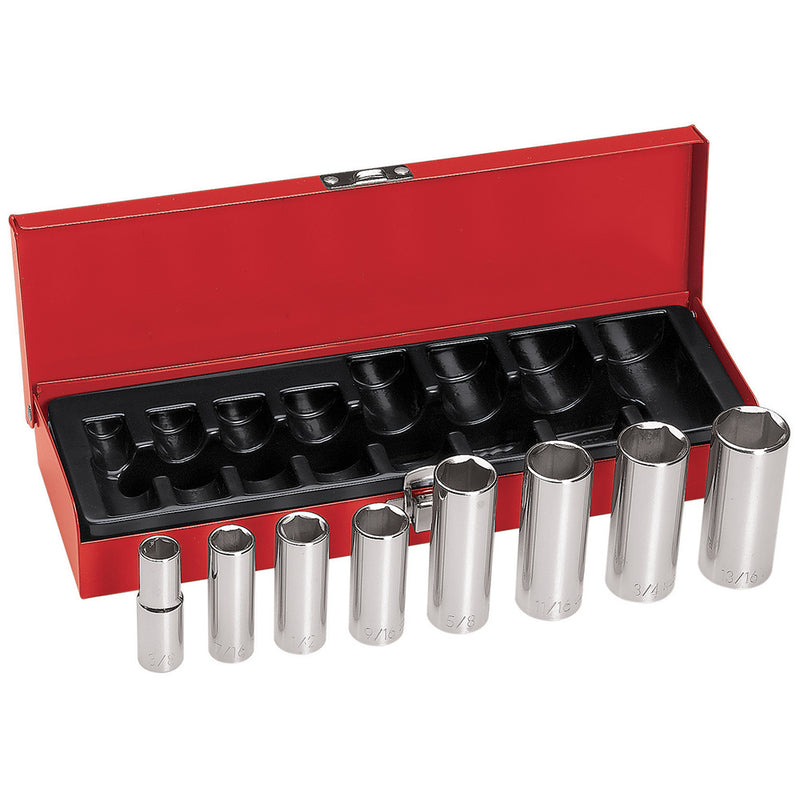 Klein Tools 65502 3/8" Drive Deep Socket Wrench Set, 8-Piece