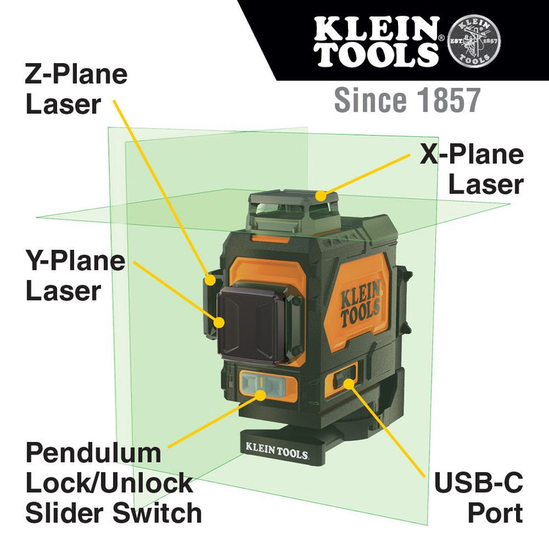 Klein 93PLL Rechargeable Self-Leveling 360 Green Planar Laser Level - 5