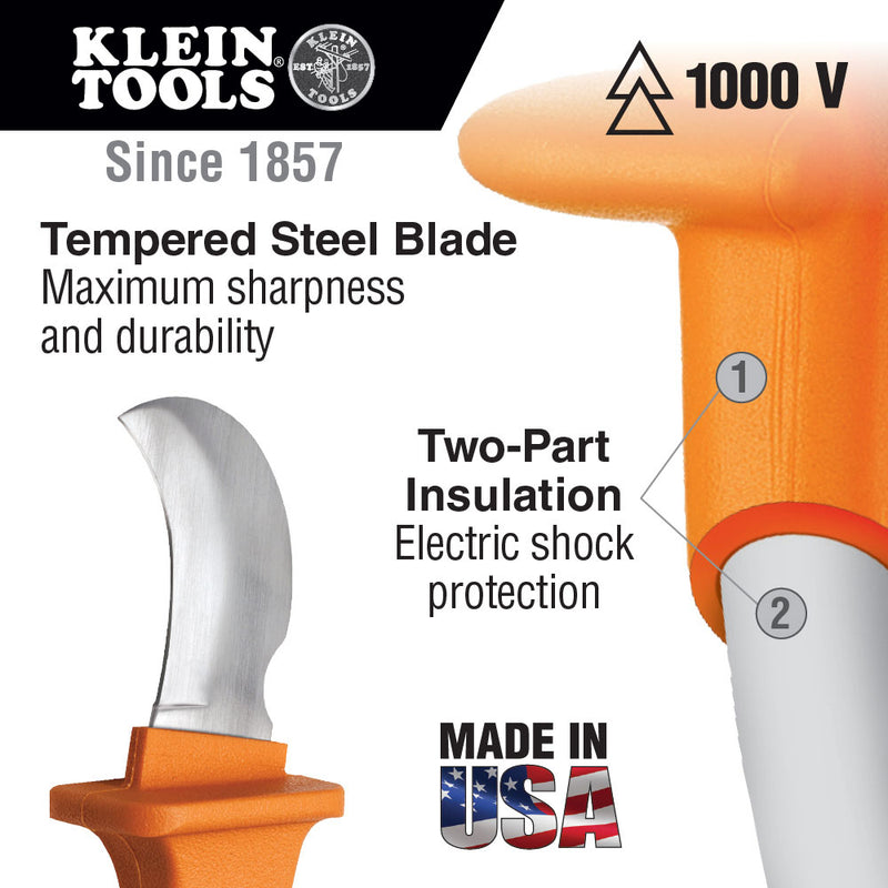 Klein Tools 1571INS Lineman's Skinning Knife, Insulated - 3