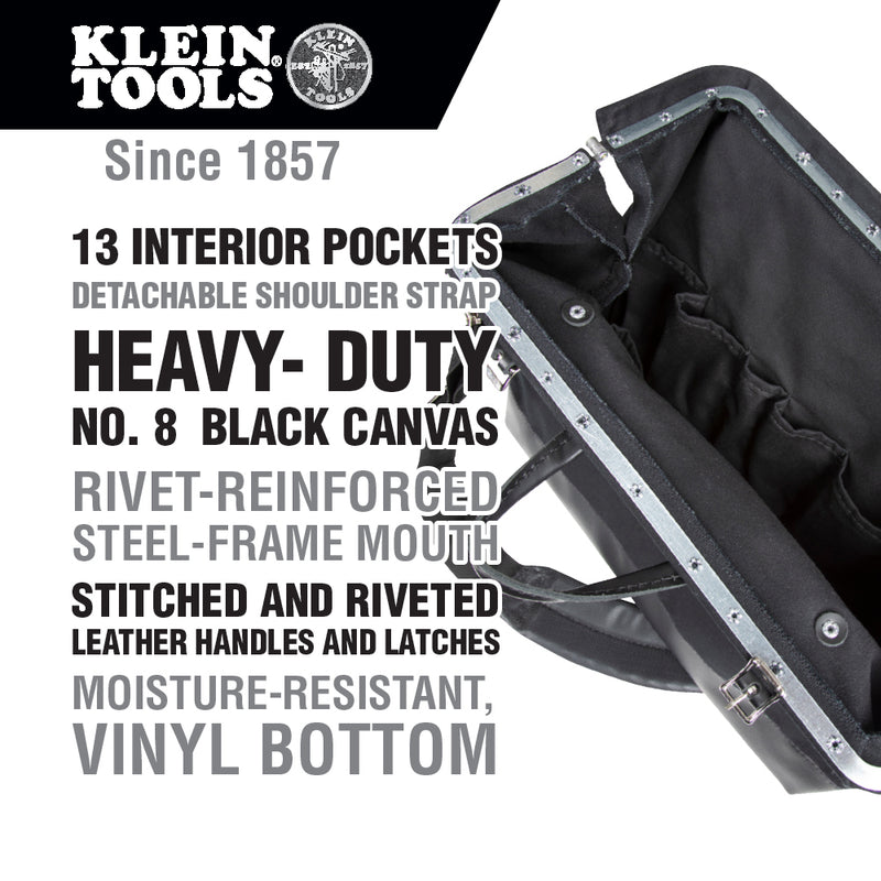 Klein 510218SPBLK Deluxe Black Canvas Tool Bag, 18" - 4