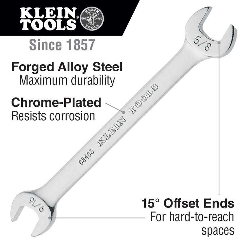 Klein Tools 68463 Open-End Wrench 9/16", 5/8" Ends - 2