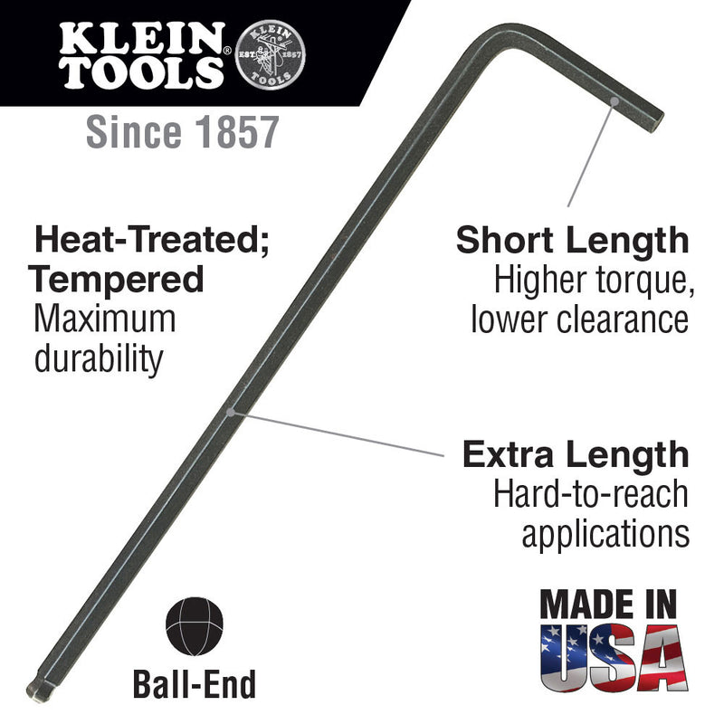 Klein Tools BL4 L-Style Ball-End Hex Key, 1/16" - 2