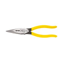 Klein Tools D203-8NCR Pliers, Long Nose Side Cutters, Strip/Crimp 8"