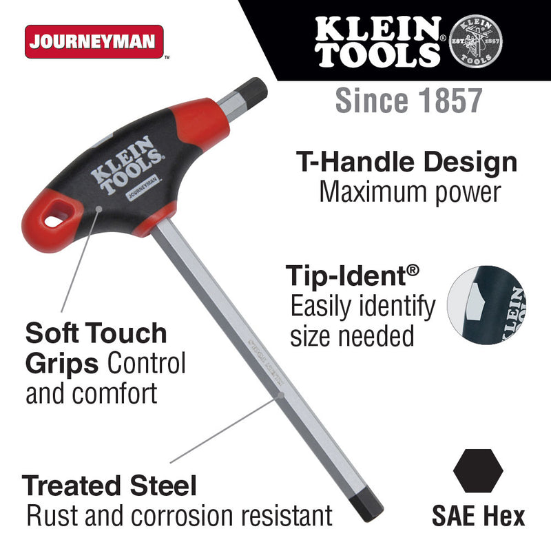 Klein Tools JTH6E10 5/32" Hex Key, Journeyman T-Handle, 6" - 2