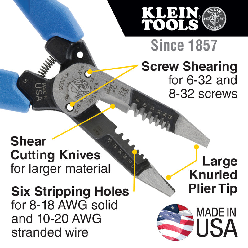 Klein K12035 Klein-Kurve® Heavy-Duty Wire Stripper 8-20 AWG - 2