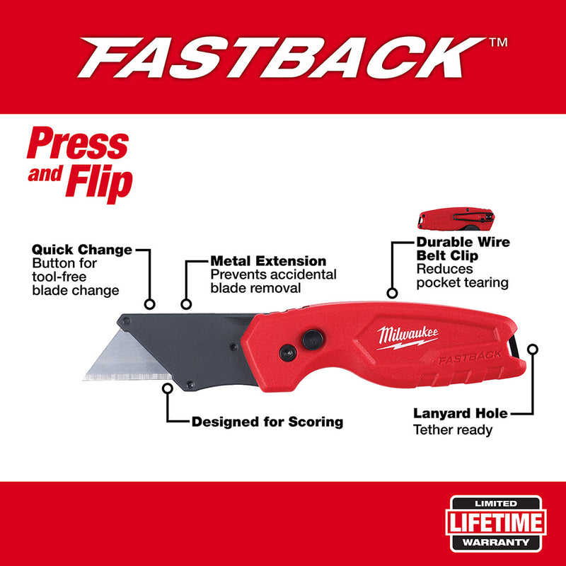 Milwaukee 48-22-1500 FASTBACK Compact Folding Utility Knife - 3