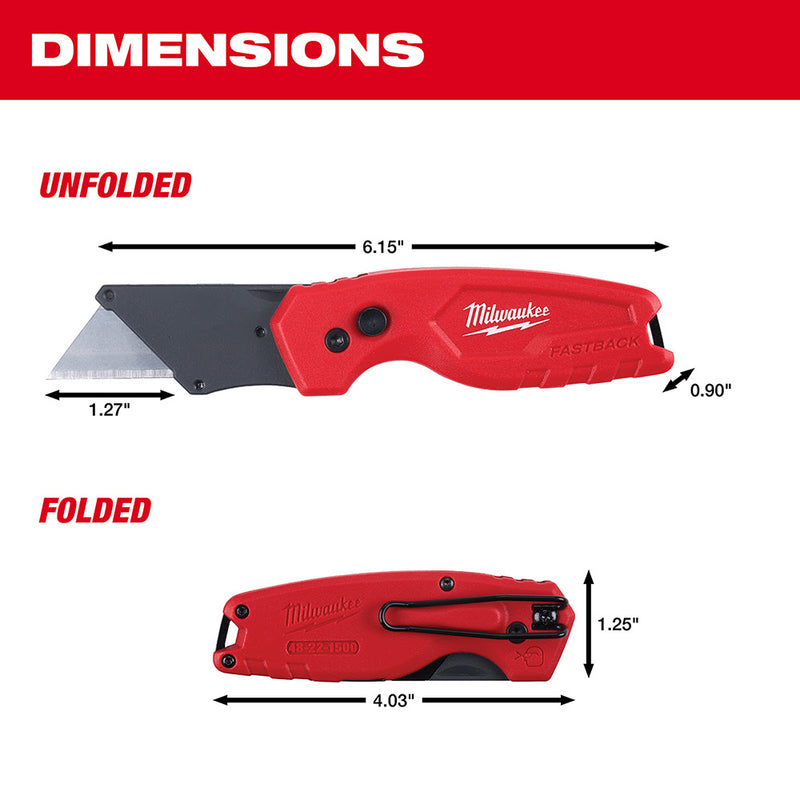 Milwaukee 48-22-1500 FASTBACK Compact Folding Utility Knife - 8