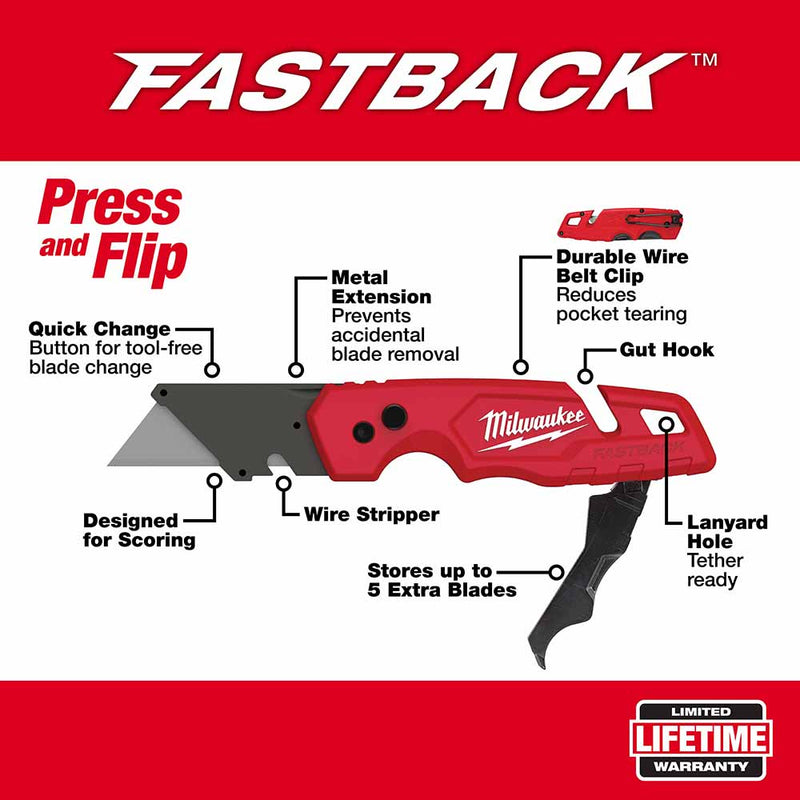 Milwaukee 48-22-1503 FASTBACK w/ Storage & FASTBACK Compact Knife Set - 3