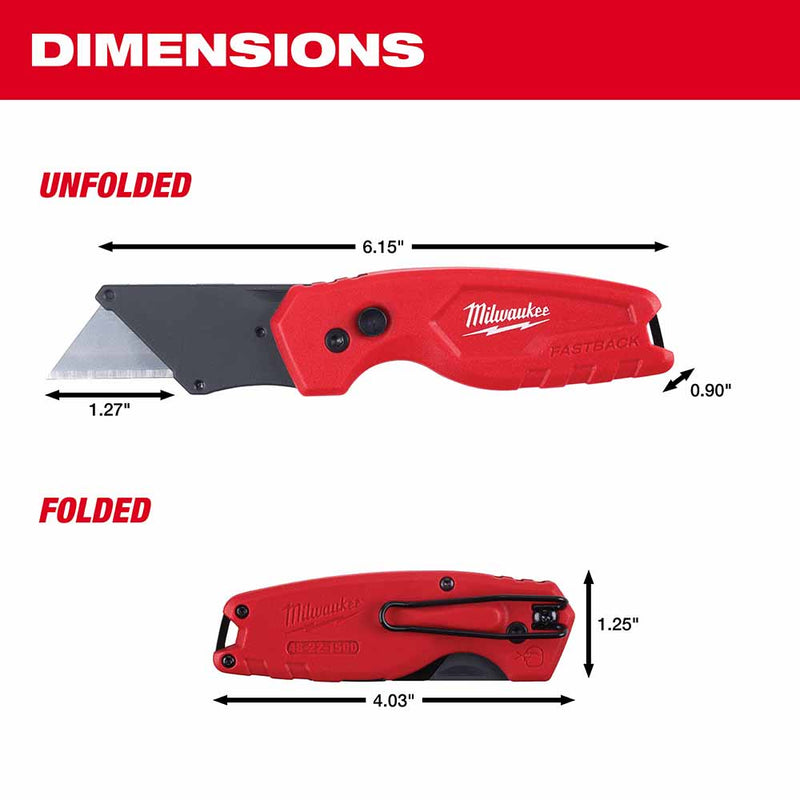 Milwaukee 48-22-1503 FASTBACK w/ Storage & FASTBACK Compact Knife Set - 6