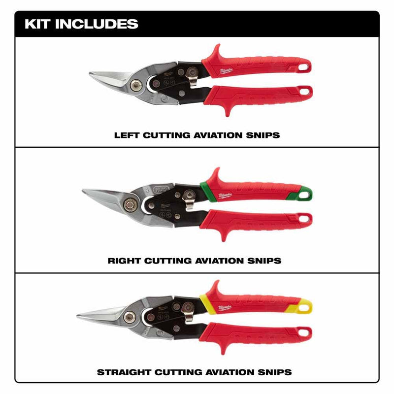 Milwaukee 48-22-4533 3 Piece Aviation Snip Set - 2