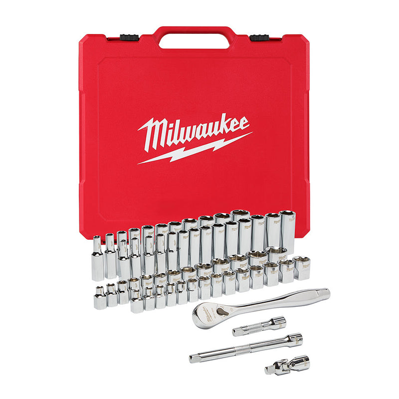 Milwaukee 48-22-9008 3/8" Drive 56 Piece Ratchet & Socket Set - SAE & Metric