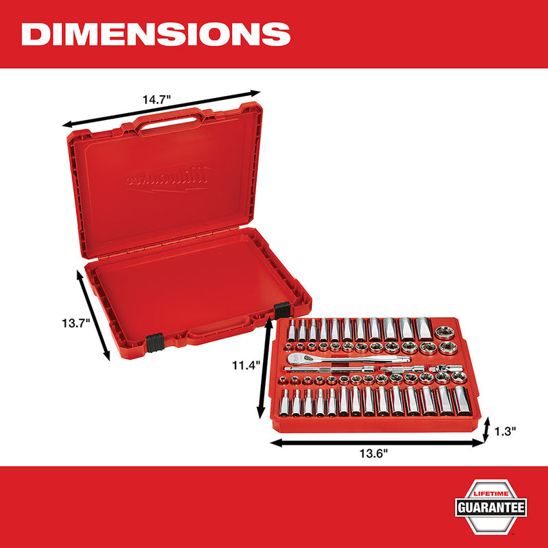 Milwaukee 48-22-9008 3/8" Drive 56 Piece Ratchet & Socket Set - SAE & Metric - 4