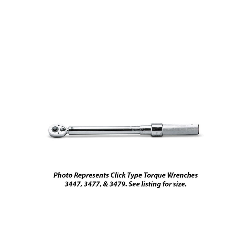 Wright Tool 3479 3/8" Drive Click Torque Wrench w Ratchet Handle 150-1000"lbs