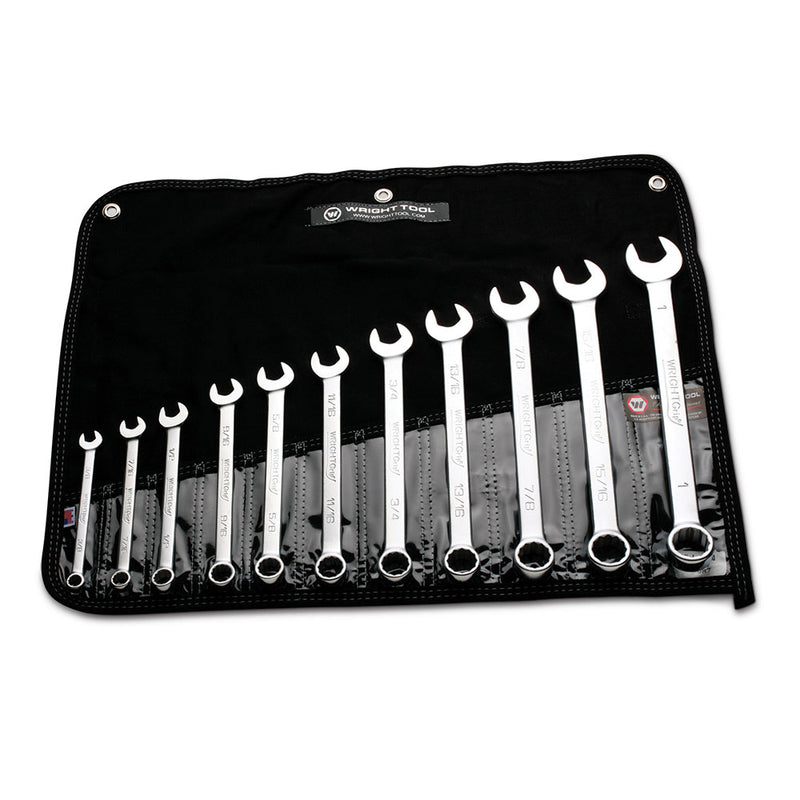 Wright Tool 711 Combination Wrench 11 Piece Set 12 Point Satin 3/8"- 1"